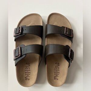 Mad Love Brown Sandals Size 7 Keava Footbed Shoes with Adjustable Buckles NWOT